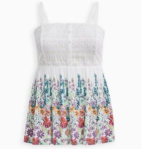 Torrid White Floral Crochet Tank size 4 NWT